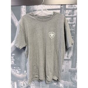 Ariat T Shirt Mens Large Gray Red White Blue USA Graphic Short Sleeve Country